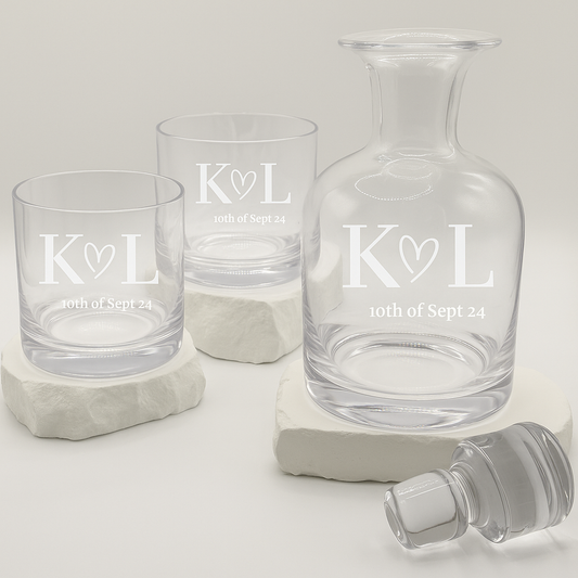 Premium Whiskey Decanter Gift Set with 2 Scotch Glasses