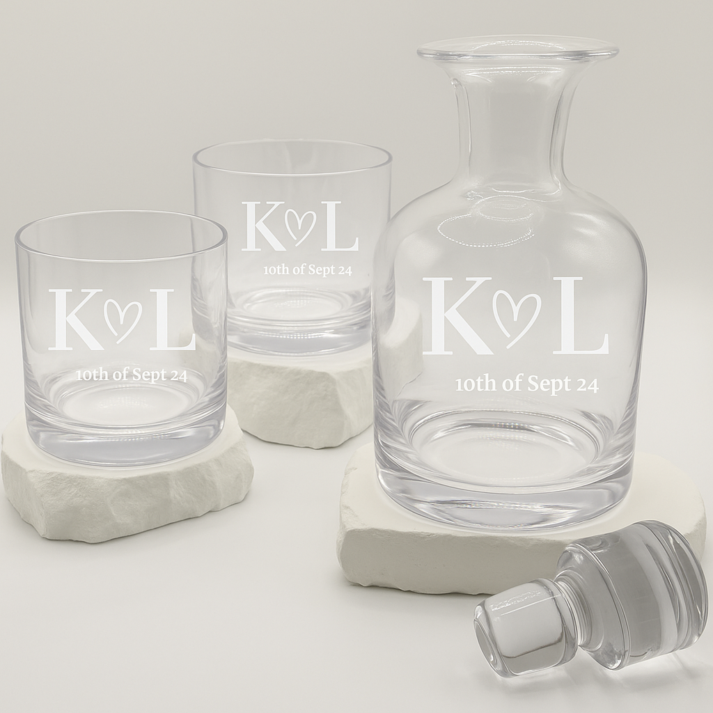 Premium Whiskey Decanter Gift Set with 2 Scotch Glasses