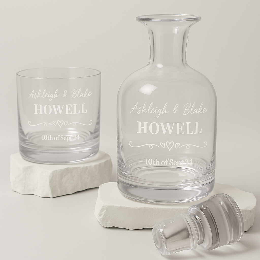 Premium Whiskey Decanter Gift Set with 2 Scotch Glasses